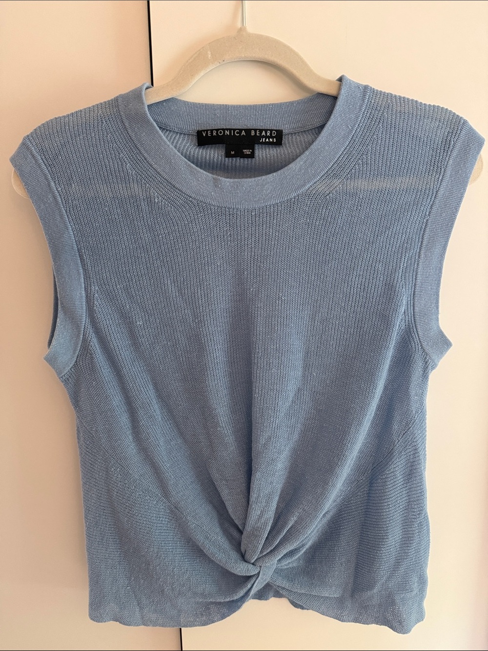 WORN ONCE Veronica Beard Sky Blue Twist-Front Sleeveless Top